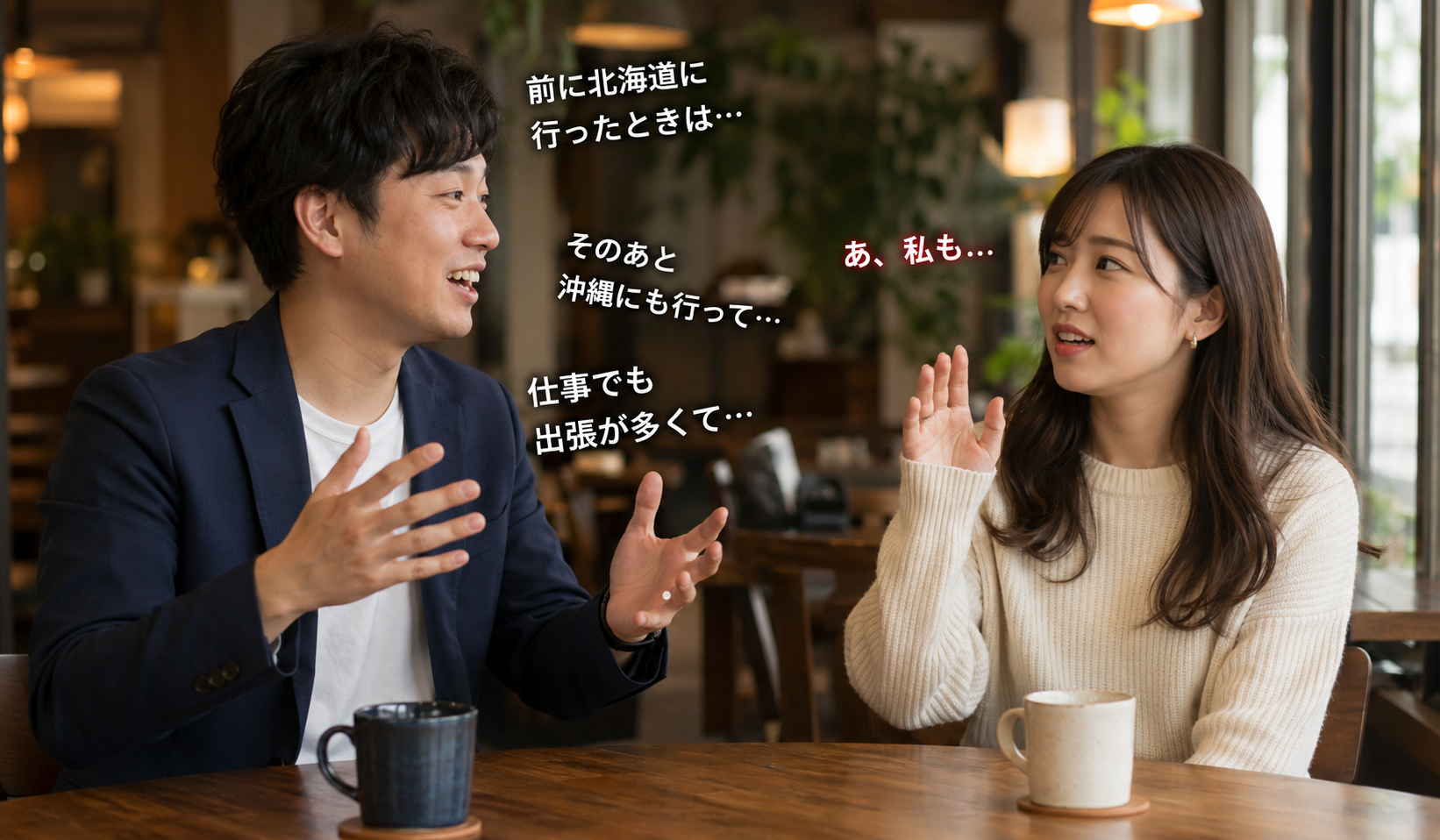 婚活の初対面で自分の話が長くなり相手が会話に入りにくくなっている写真