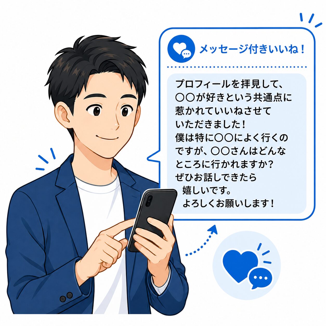 ユーブライドのメッセージ付きいいねの例文を紹介する画像
