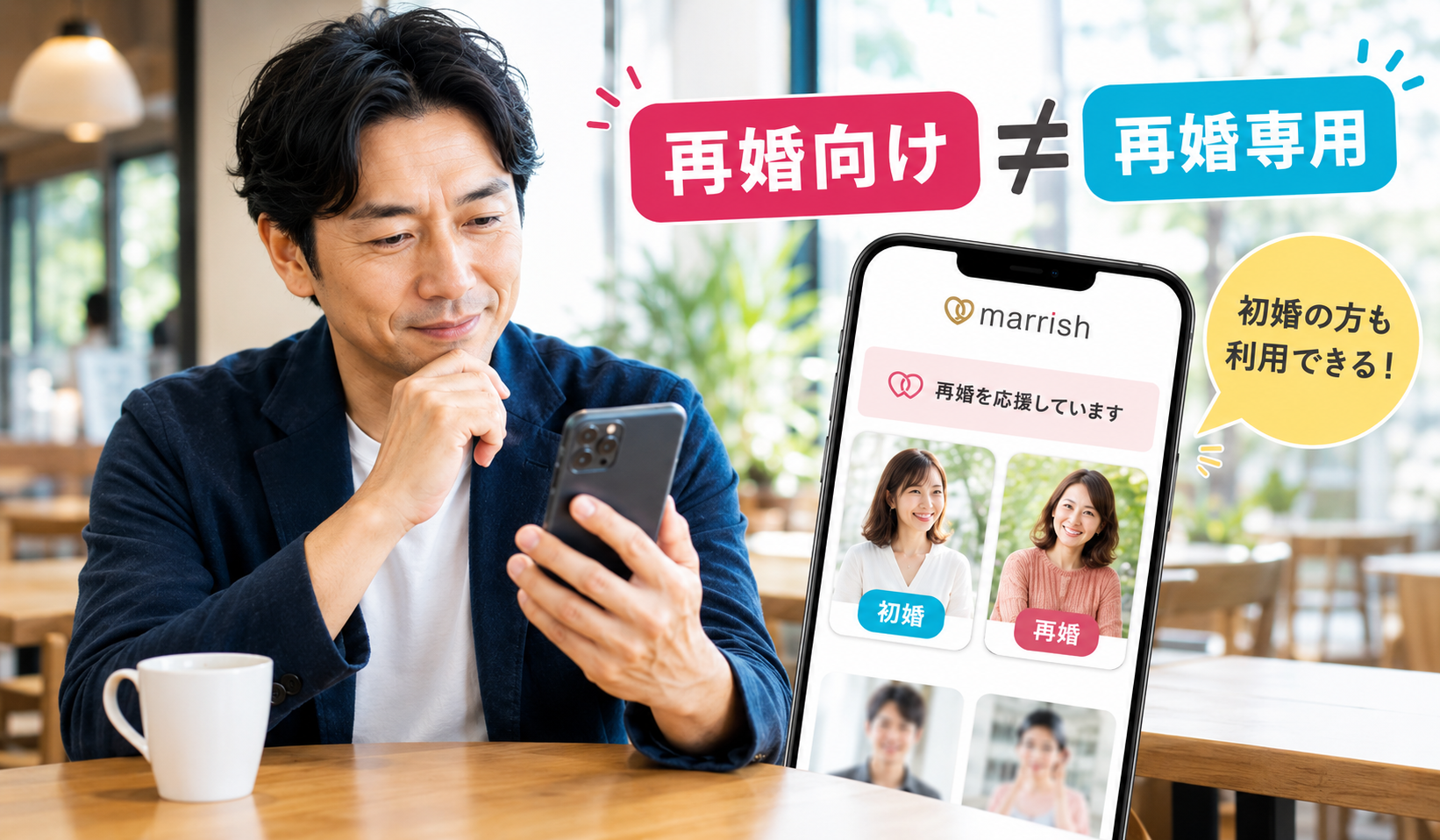 マリッシュは再婚専用ではないことを確認する40代男性の画像