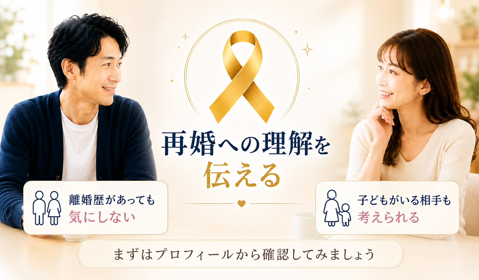 マリッシュのリボンマークで再婚や子どものいる相手への理解を伝えられることを示した画像